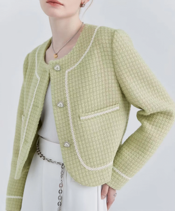 Chic Weave Plaid Tweed Short Jacket Women 2025 Spring Luxury Long - Image 6