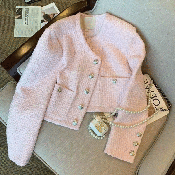 Chic Weave Plaid Tweed Short Jacket Women 2025 Spring Luxury Long - Image 7