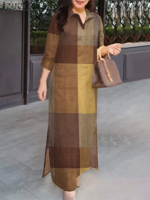 Summer Spring Women Dresses 2025 ZANZEA Vintage  Plaid Checked - Image 5