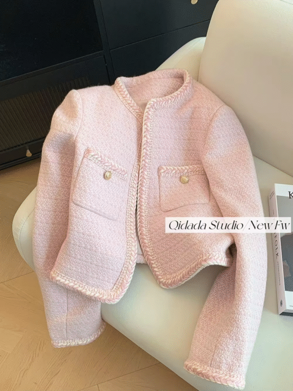 Chic Weave Plaid Tweed Short Jacket Women 2025 Spring Luxury Long - Image 5