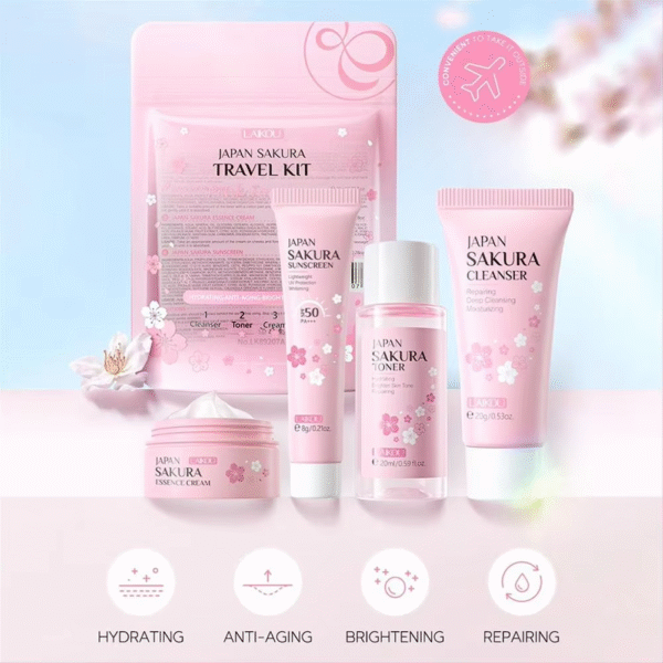 Sakura Skin Care Set facial Cleanser,Serum,Toner,Sunscreen,facial - Image 5