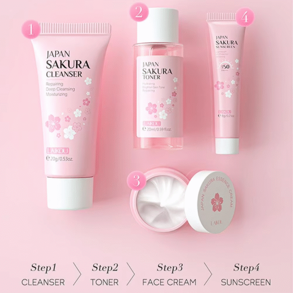 Sakura Skin Care Set facial Cleanser,Serum,Toner,Sunscreen,facial - Image 7