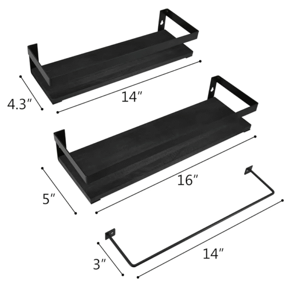 Bla Floating Shelves With - Set Of 2 Bathroom Shelves Wall Hanging - Image 5