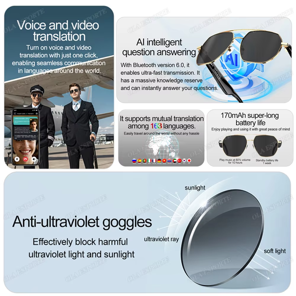 Original AI Intelligent Translation Smart Glasses Wireless Driving Glasses - Image 6